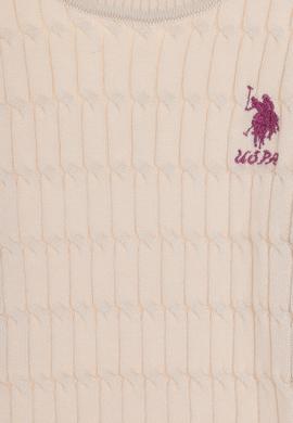 Kız Çocuk Krem Bisiklet Yaka Basic Kazak - 50288894006