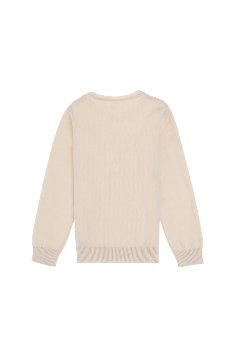 Kız Çocuk Krem Bisiklet Yaka Basic Kazak - 50288894006