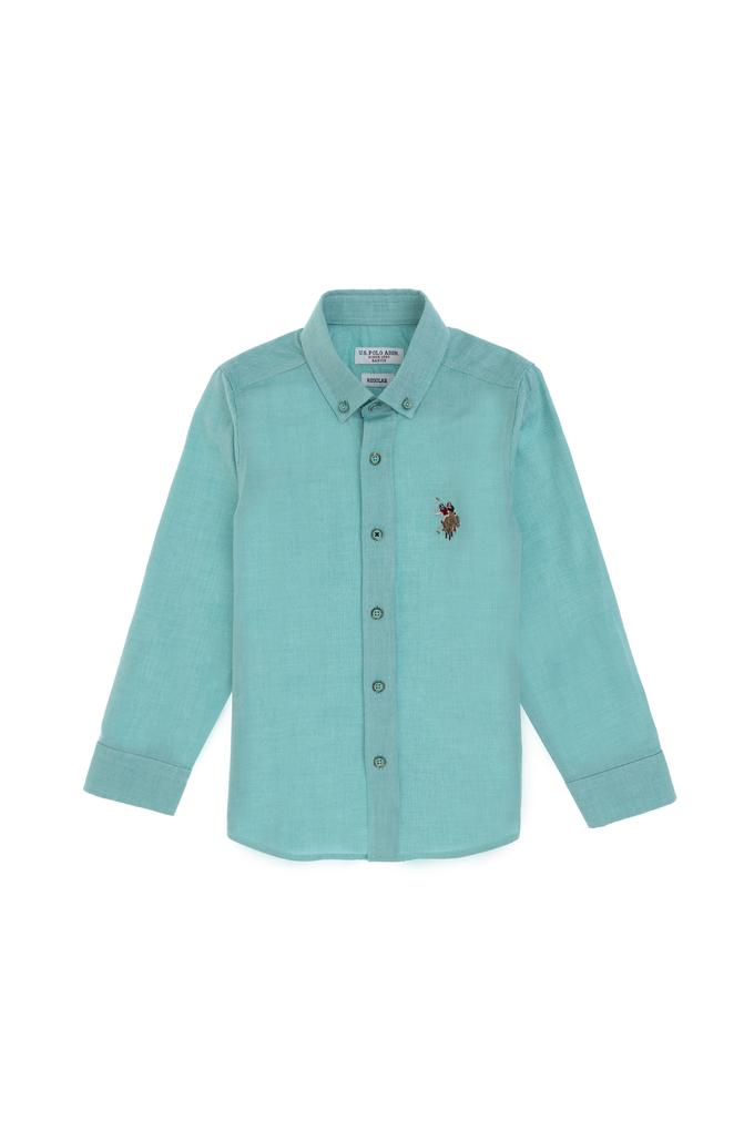 Erkek Çocuk Mint Uzun Kollu Basic Gömlek