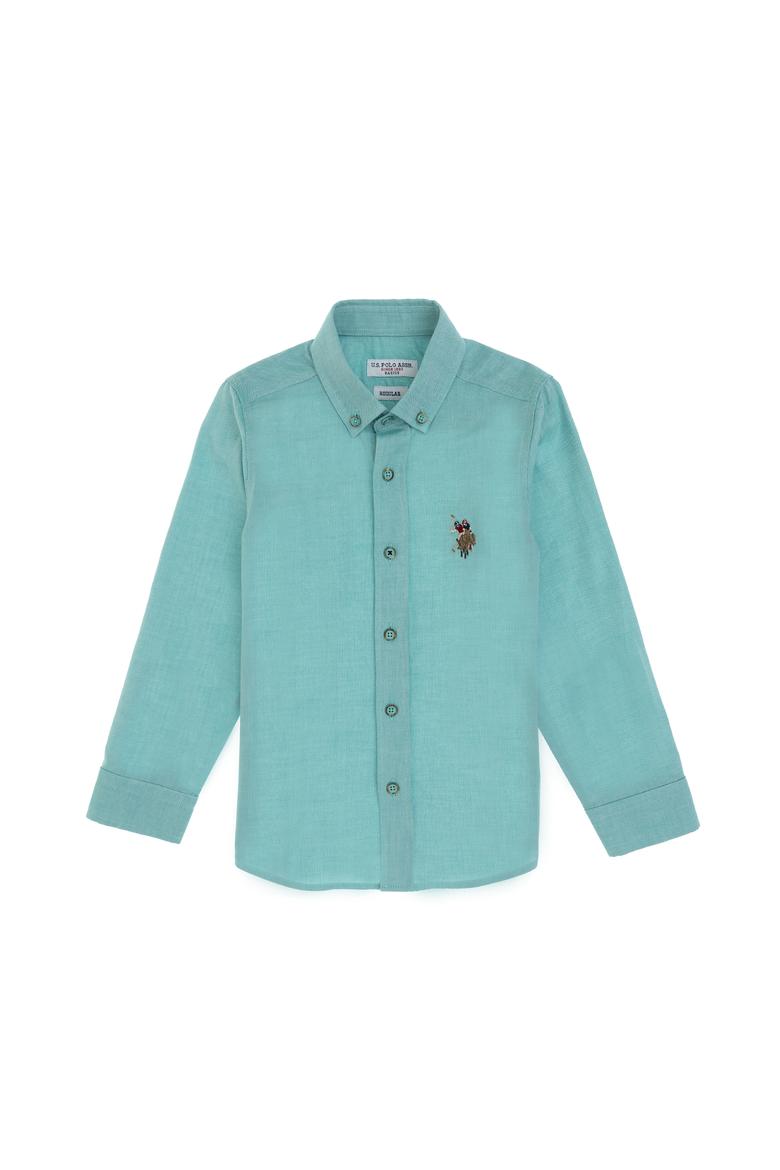 Erkek Çocuk Mint Uzun Kollu Basic Gömlek