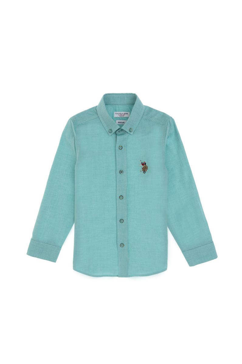 Erkek Çocuk Mint Uzun Kollu Basic Gömlek