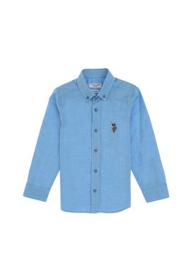 Erkek Çocuk Turkuaz Uzun Kollu Basic Gömlek - 50298017057