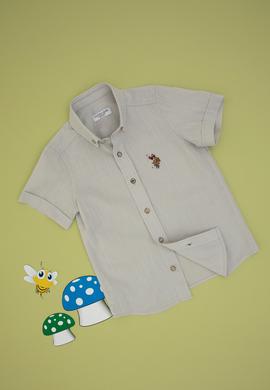 Erkek Çocuk Açık Gri Kısa Kollu Gömlek - 50298044032