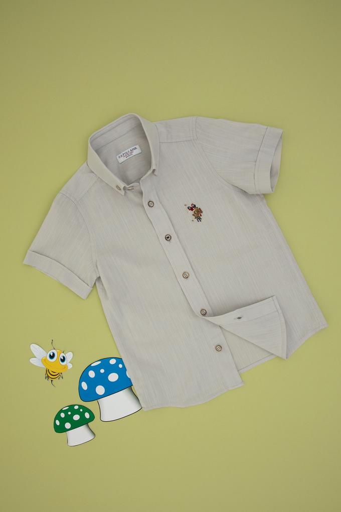 Erkek Çocuk Açık Gri Kısa Kollu Gömlek
