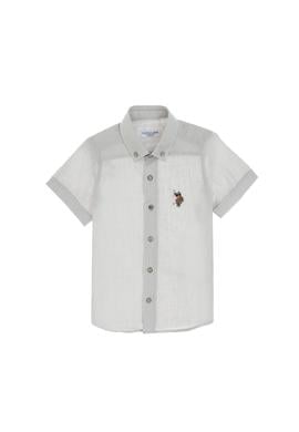 Erkek Çocuk Açık Gri Kısa Kollu Gömlek - 50298044032