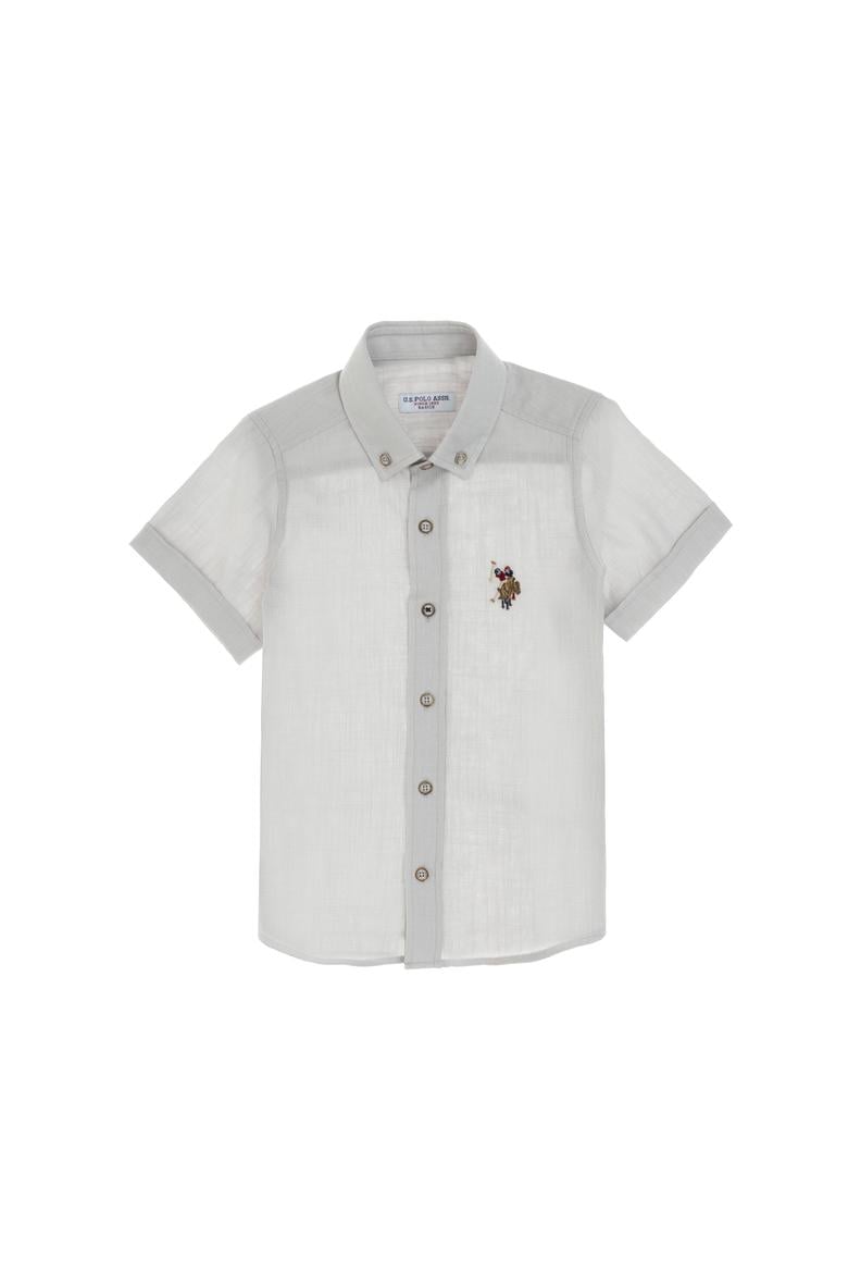 Erkek Çocuk Açık Gri Kısa Kollu Gömlek - 50298044032