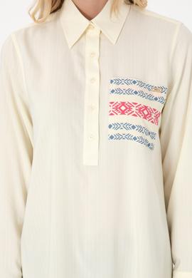 Kadın Krem Uzun Kollu Tunik Gömlek - 50306439011
