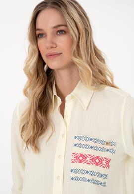 Kadın Krem Uzun Kollu Tunik Gömlek - 50306439011