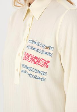 Kadın Krem Uzun Kollu Tunik Gömlek - 50306439011