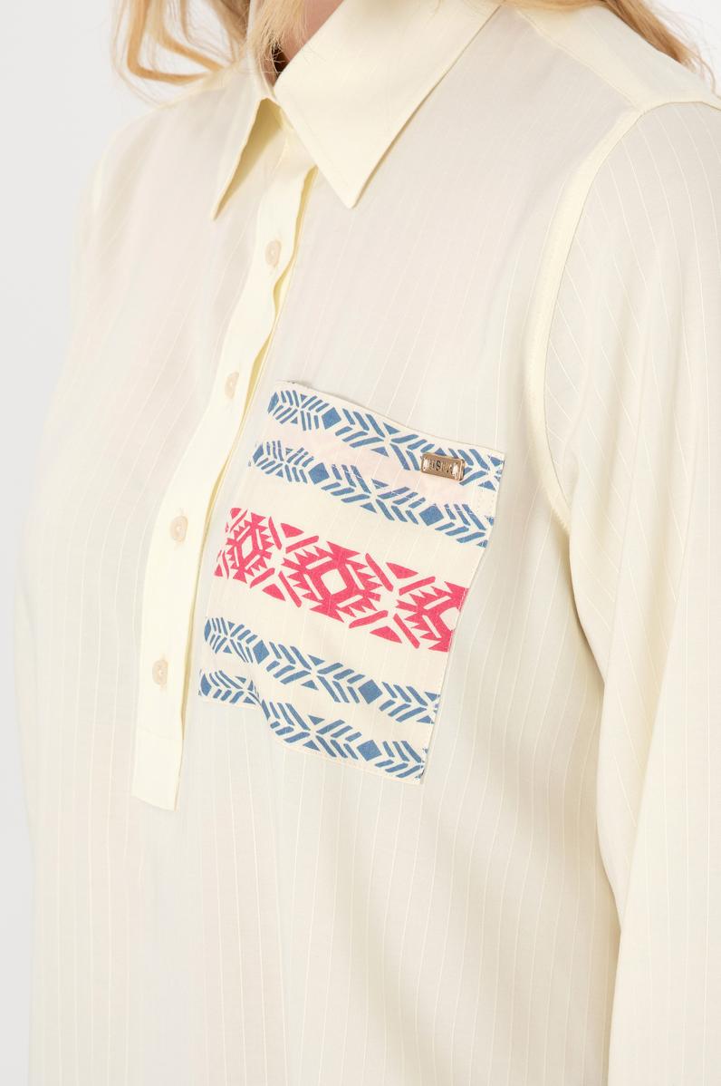 Kadın Krem Uzun Kollu Tunik Gömlek