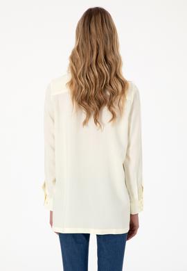 Kadın Krem Uzun Kollu Tunik Gömlek - 50306439011