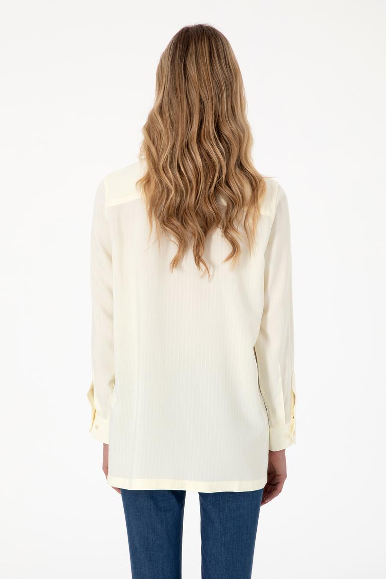 Kadın Krem Uzun Kollu Tunik Gömlek - 50306439011