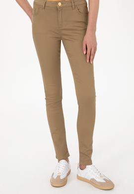 Kadın Haki Toothpick Fit Kanvas Pantolon - 50281692036
