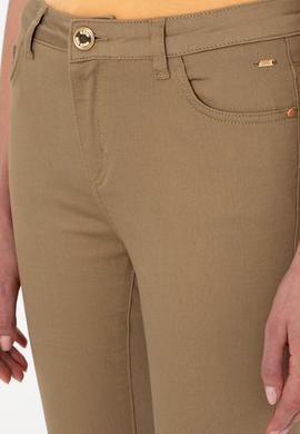 Kadın Haki Toothpick Fit Kanvas Pantolon - 50281692036