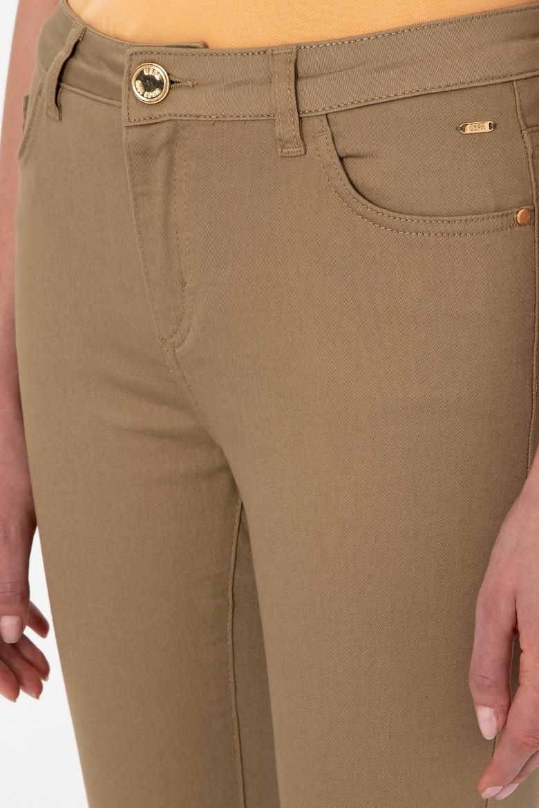 Kadın Haki Toothpick Fit Kanvas Pantolon - 50281692036