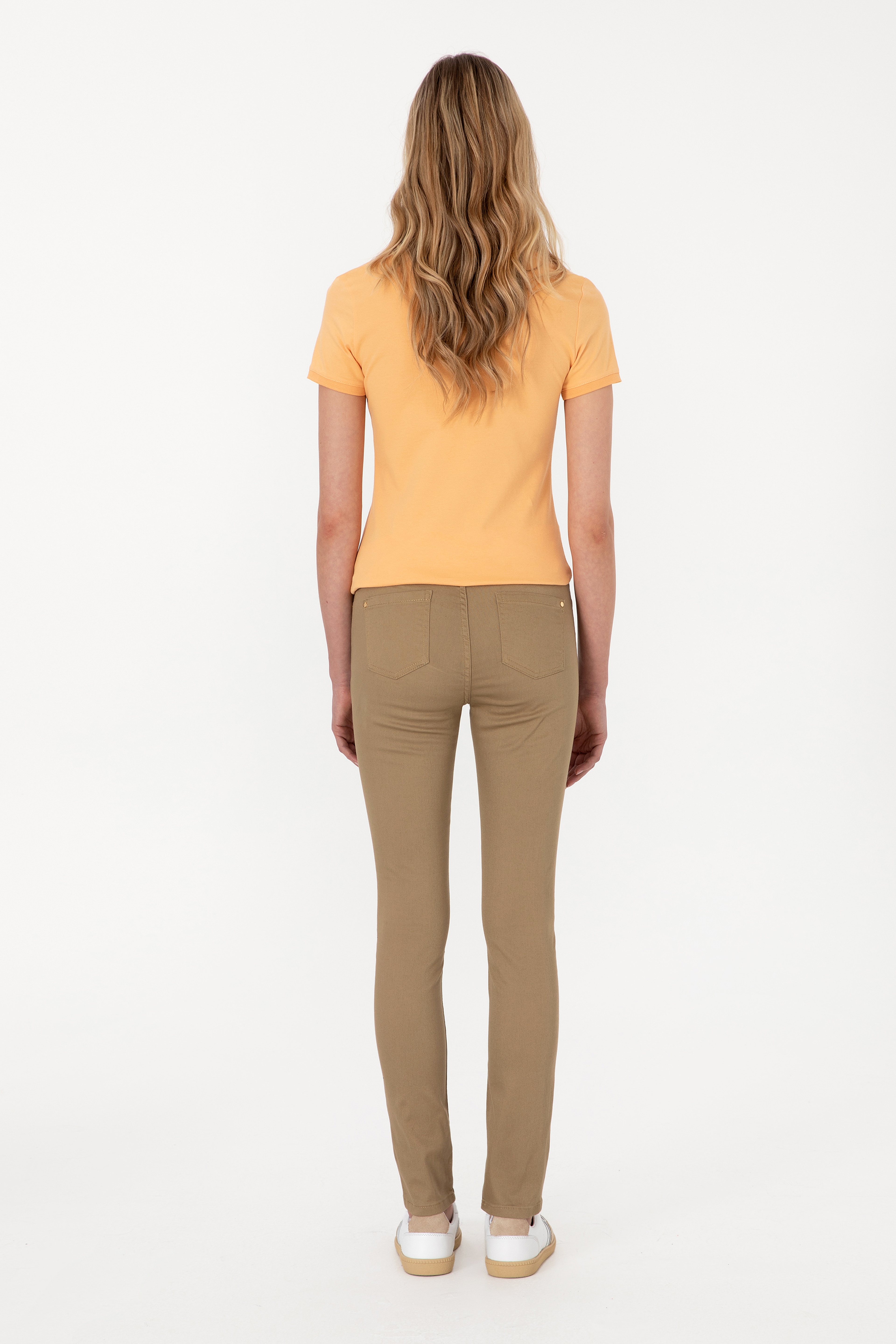Kadın Haki Toothpick Fit Kanvas Pantolon