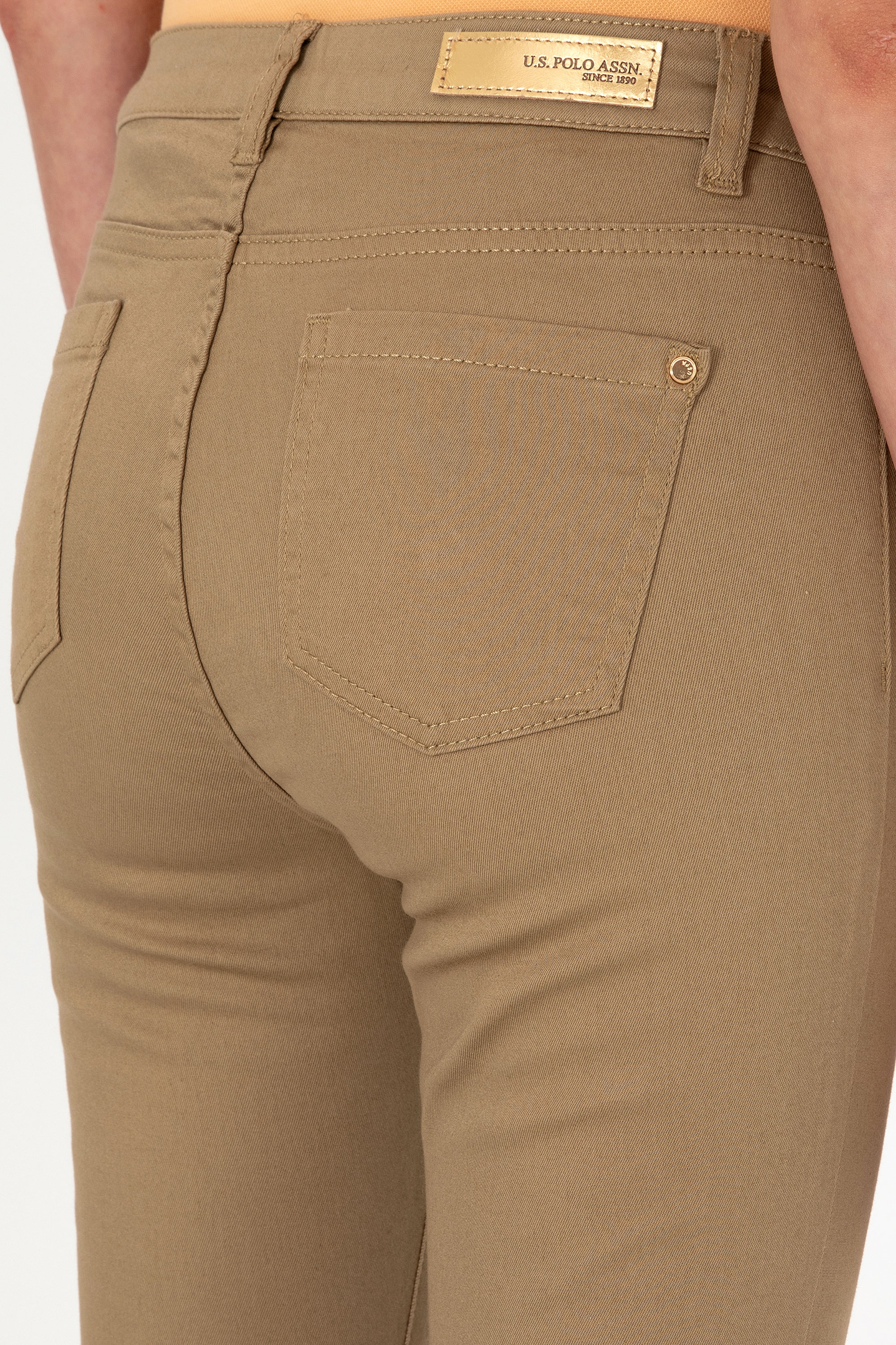 Kadın Haki Toothpick Fit Kanvas Pantolon - Image 6