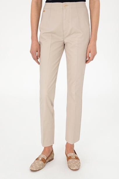 Kadın Taş Slim Flare Cropped Fit Kanvas Pantolon