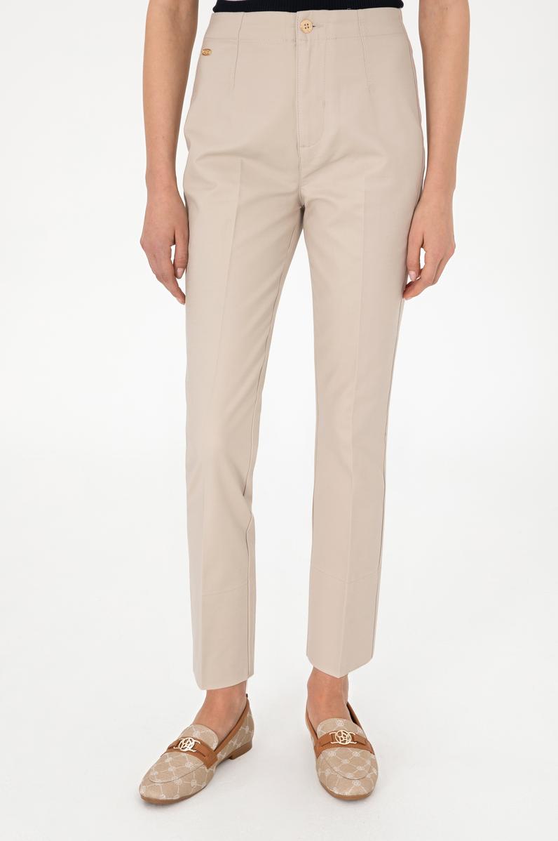 Kadın Taş Slim Flare Cropped Fit Kanvas Pantolon