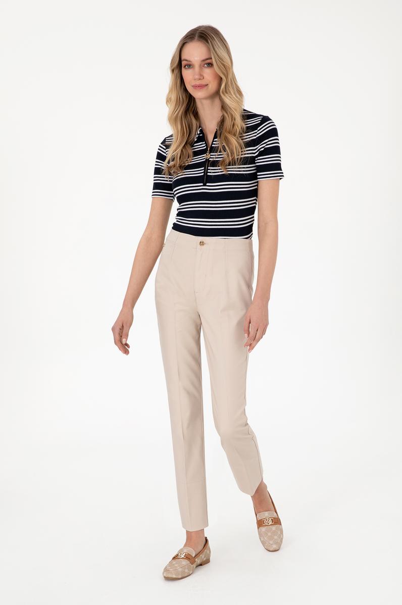 Kadın Taş Slim Flare Cropped Fit Kanvas Pantolon