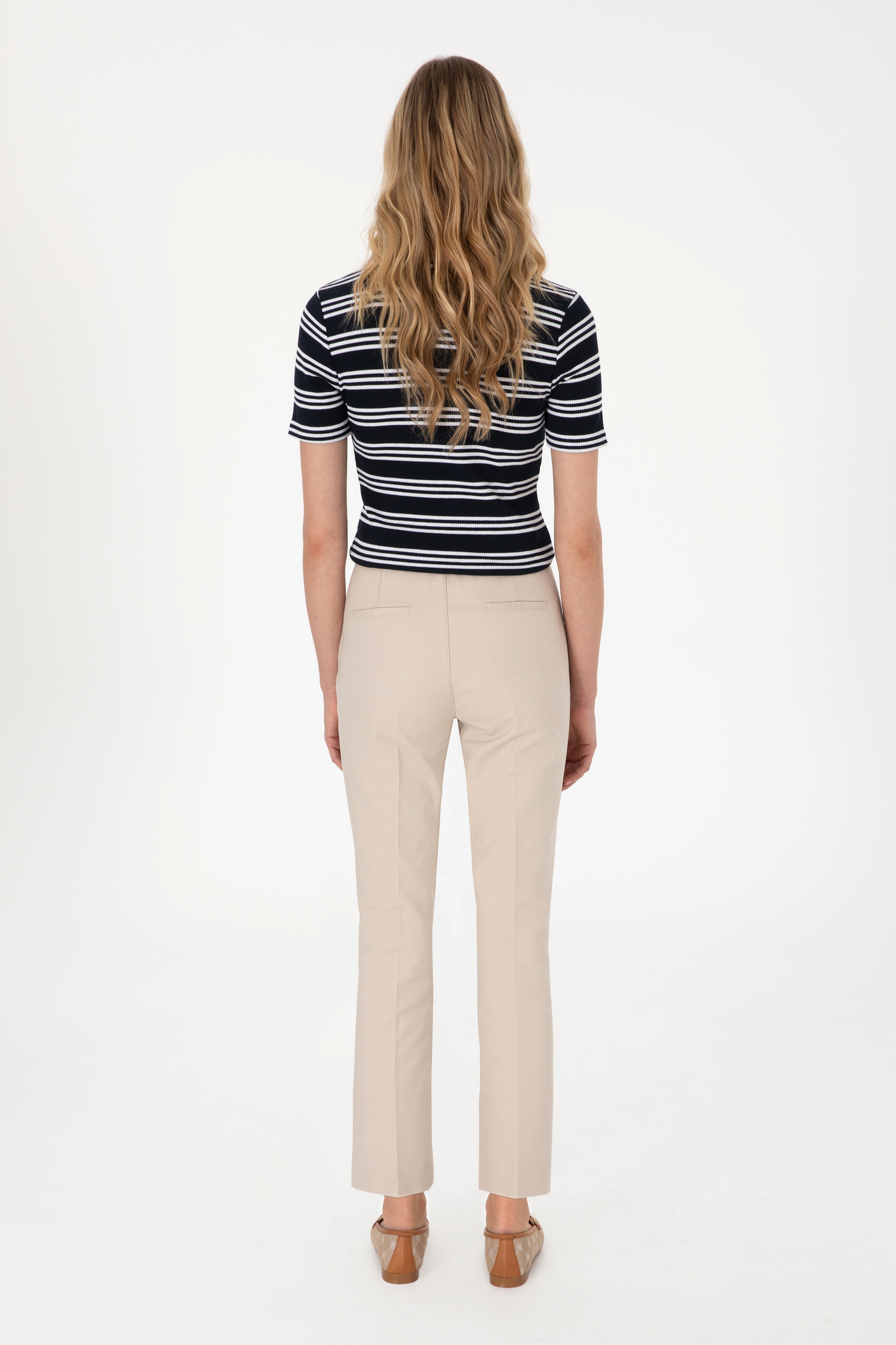 Kadın Taş Slim Flare Cropped Fit Kanvas Pantolon