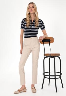 Kadın Taş Slim Flare Cropped Fit Kanvas Pantolon - 50301156015