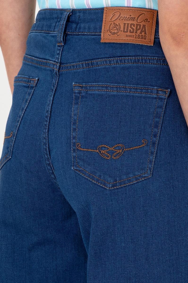 Kadın Mavi Loose Cropped Fit Jean Pantolon