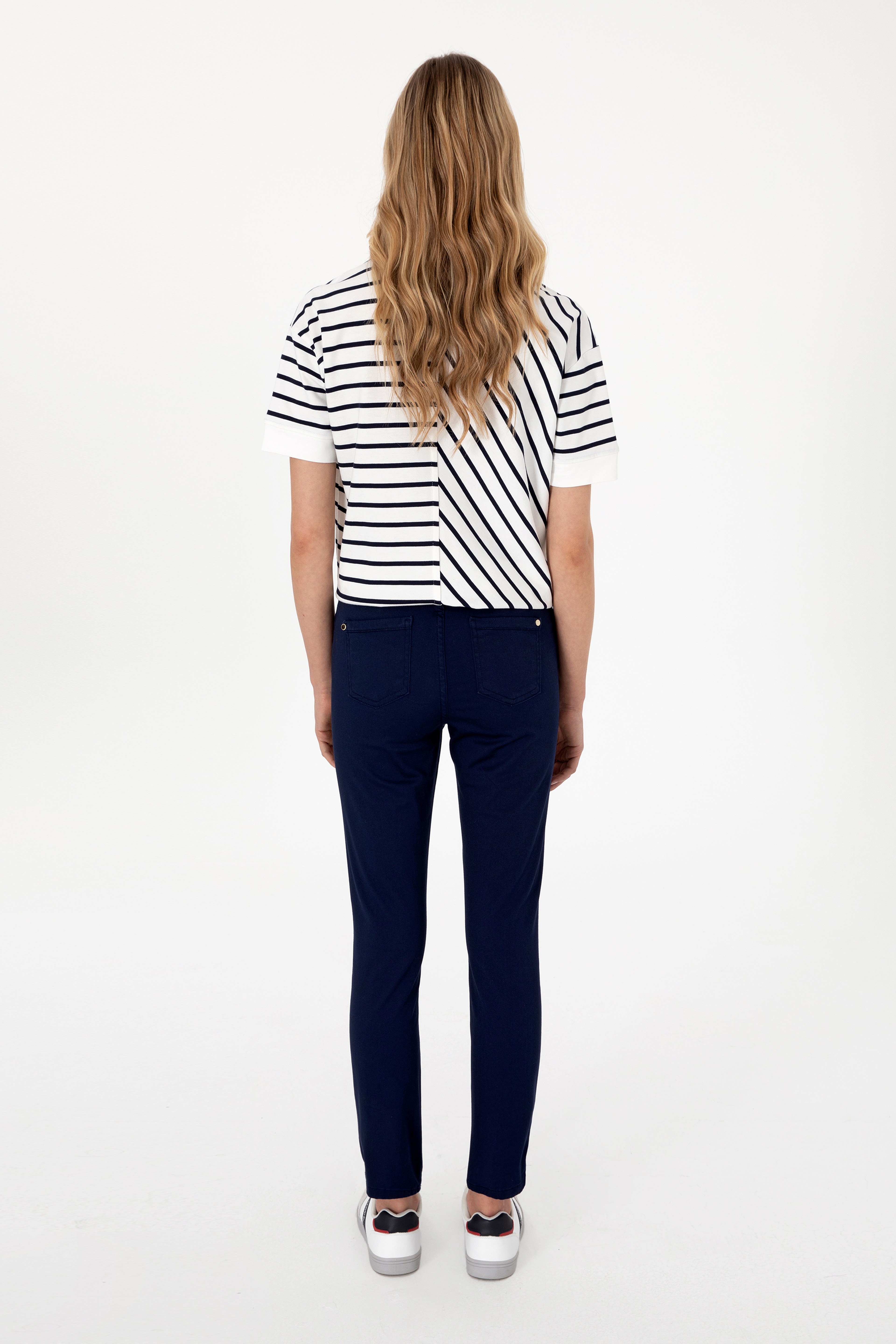 Kadın Lacivert Toothpick Fit Kanvas Pantolon