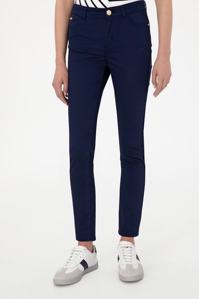 Kadın Lacivert Toothpick Fit Kanvas Pantolon
