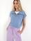 Kadın Mavi Modal Karışımlı Polo Yaka Tişört