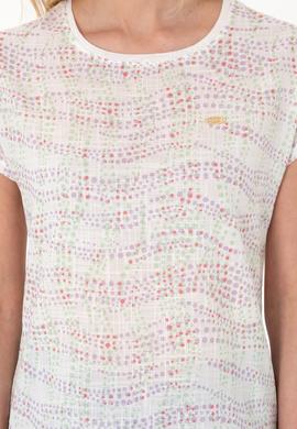 Kadın Lila Desenli Bisiklet Yaka Tişört - 50300783003