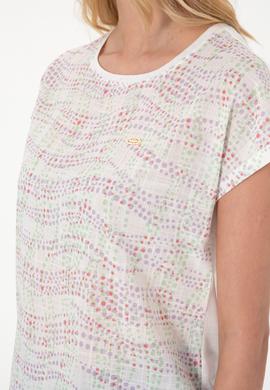 Kadın Lila Desenli Bisiklet Yaka Tişört - 50300783003