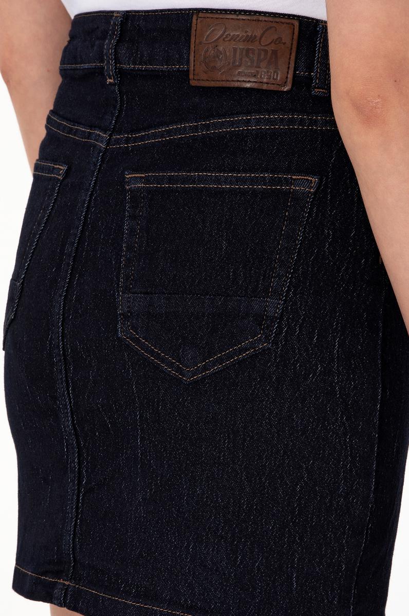 Kadın Koyu Mavi Mini Boy Jean Etek