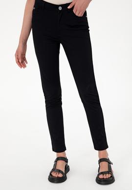 Kadın Siyah Toothpick Fit Kanvas Pantolon - 50299110052