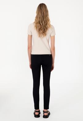 Kadın Siyah Toothpick Fit Kanvas Pantolon - 50299110052