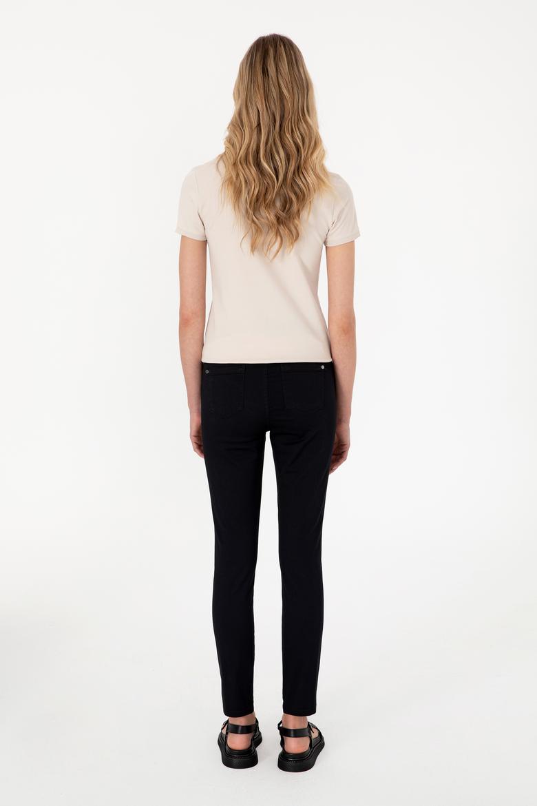 Kadın Siyah Toothpick Fit Kanvas Pantolon - 50299110052