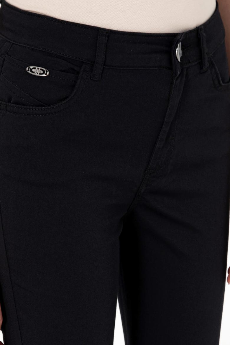 Kadın Siyah Toothpick Fit Kanvas Pantolon - 50299110052