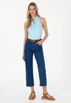 Kadın Aqua Kolsuz Polo Yaka Tişört - 50300682012