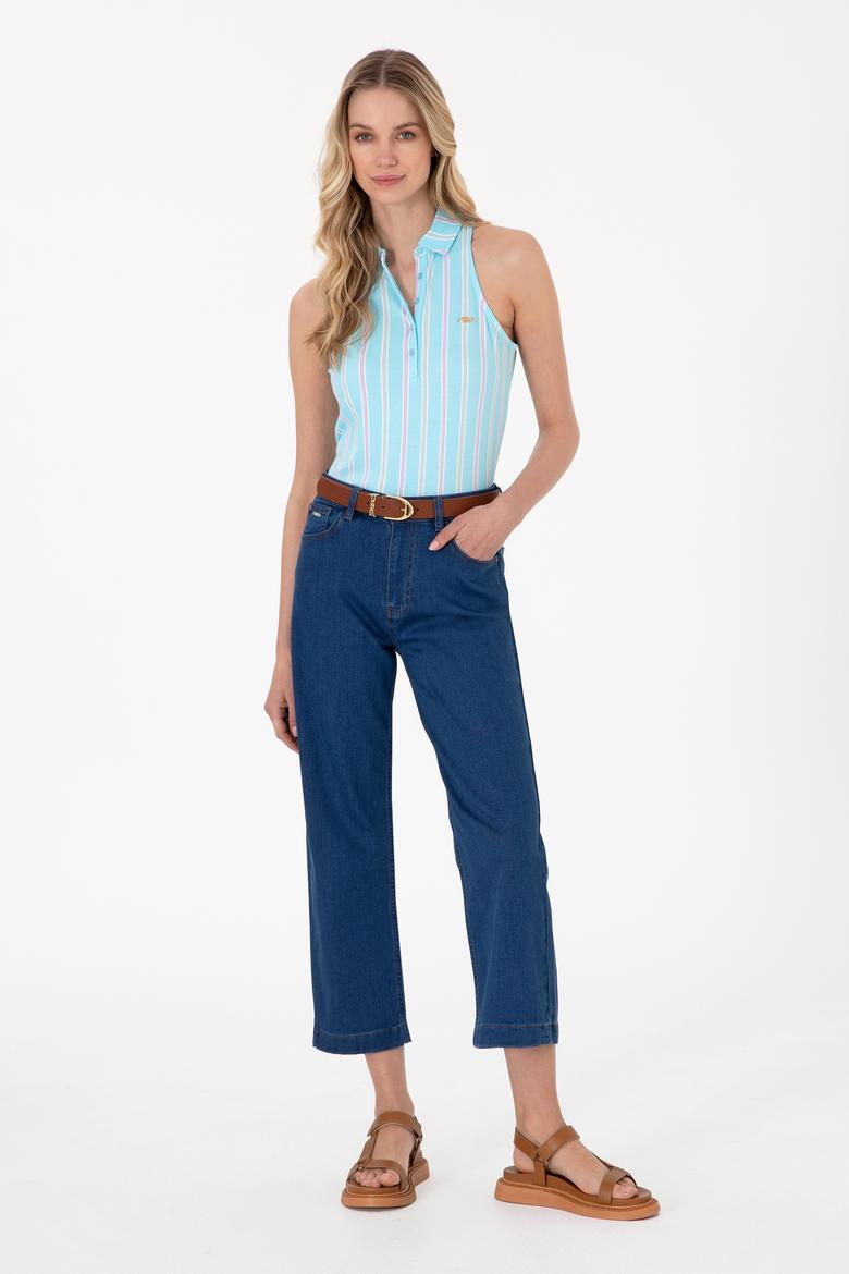 Kadın Aqua Kolsuz Polo Yaka Tişört - 50300682012