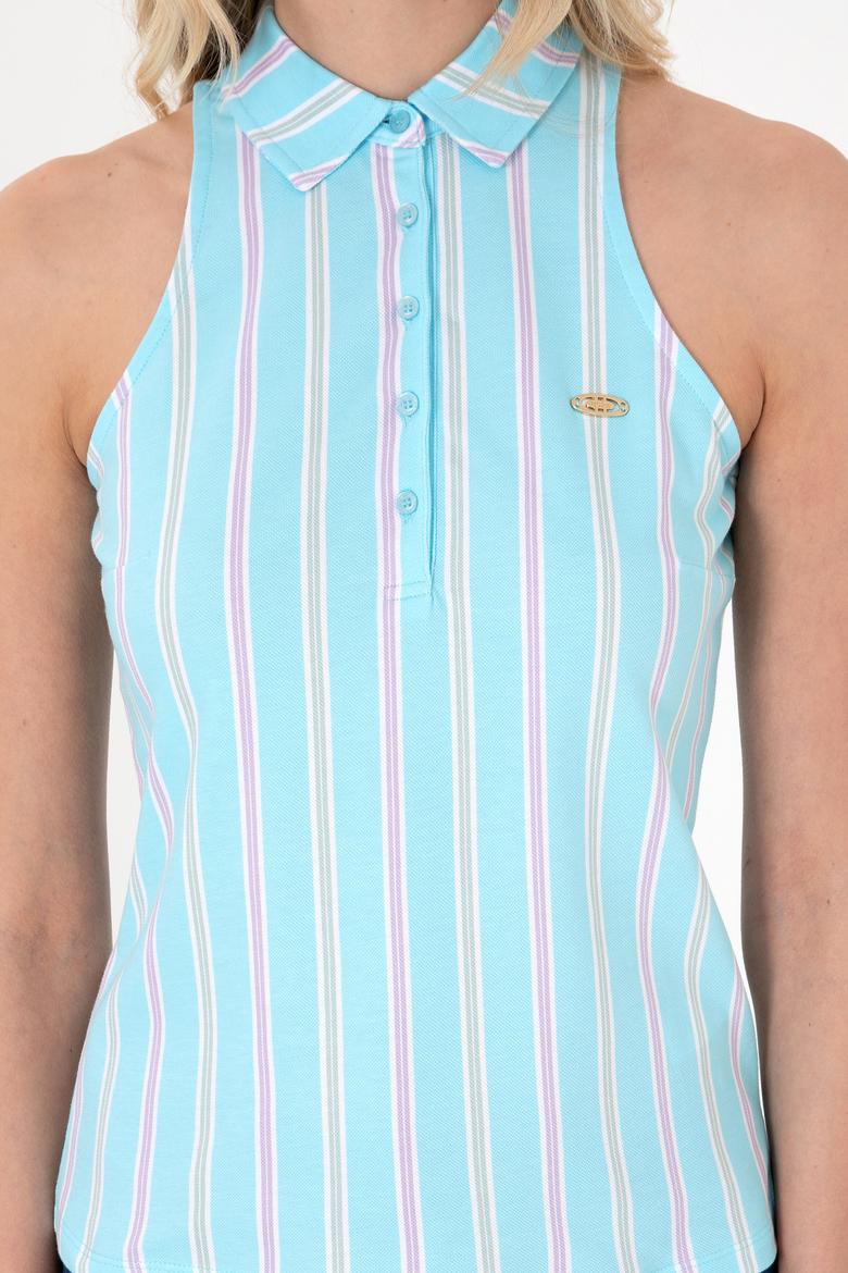 Kadın Aqua Kolsuz Polo Yaka Tişört - 50300682012