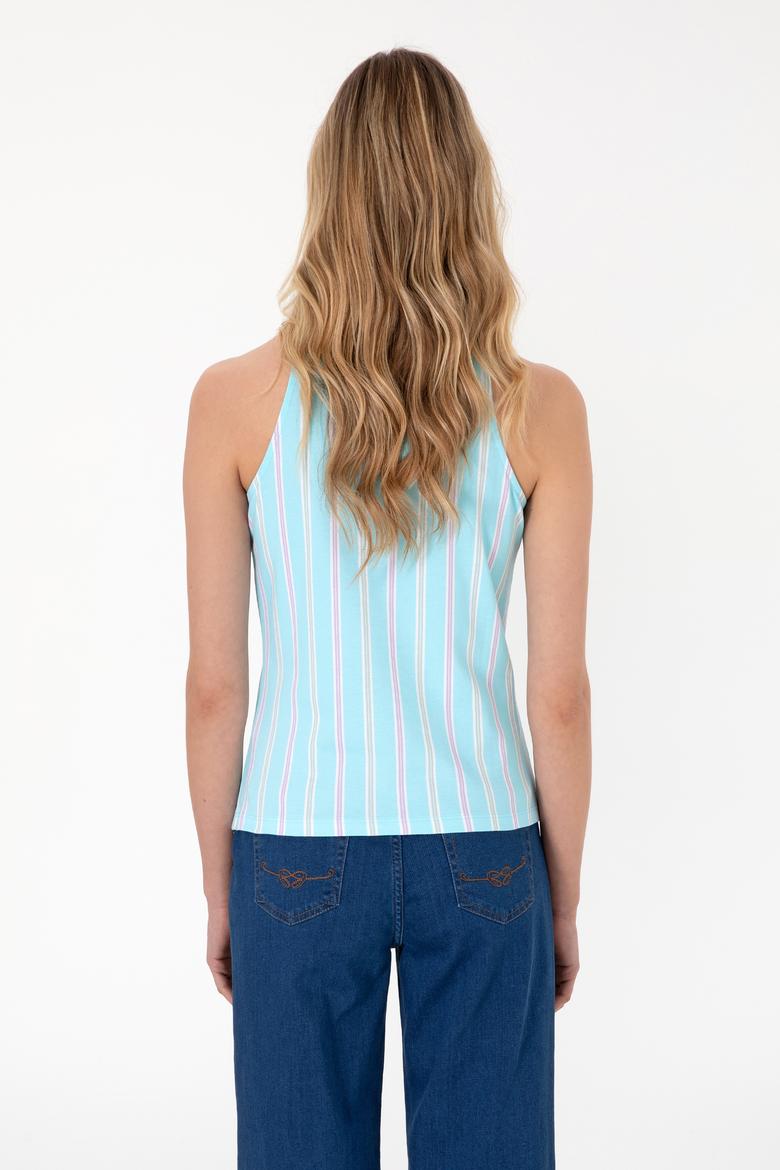 Kadın Aqua Kolsuz Polo Yaka Tişört - 50300682012