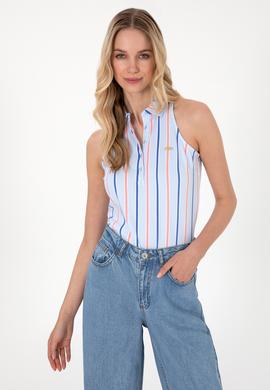 Kadın Açık Mavi Kolsuz Polo Yaka Tişört - 50300682004