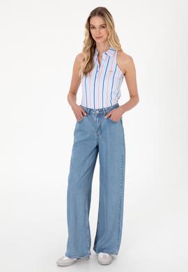 Kadın Açık Mavi Kolsuz Polo Yaka Tişört - 50300682004