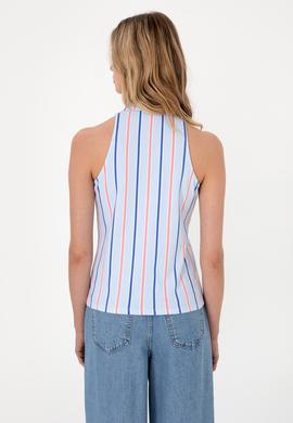 Kadın Açık Mavi Kolsuz Polo Yaka Tişört - 50300682004