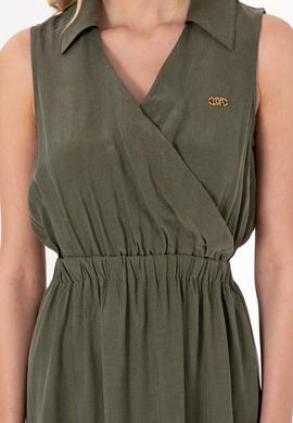 Kadın Haki Midi Boy Dokuma Elbise - 50305856004