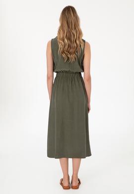 Kadın Haki Midi Boy Dokuma Elbise - 50305856004