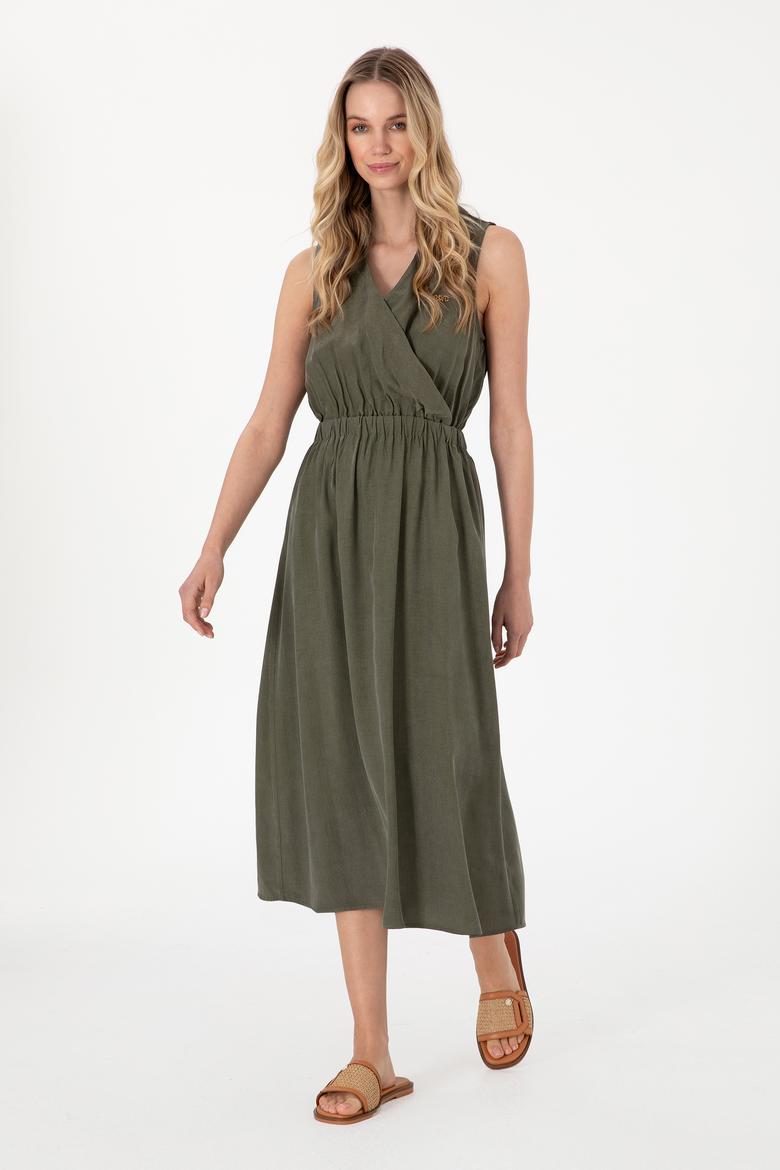 Kadın Haki Midi Boy Dokuma Elbise - 50305856004