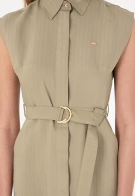 Kadın Açık Haki Midi Boy Dokuma Elbise - 50299167009