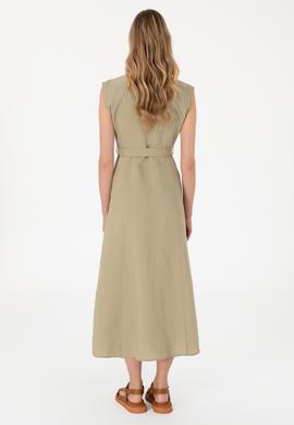 Kadın Açık Haki Midi Boy Dokuma Elbise - 50299167009
