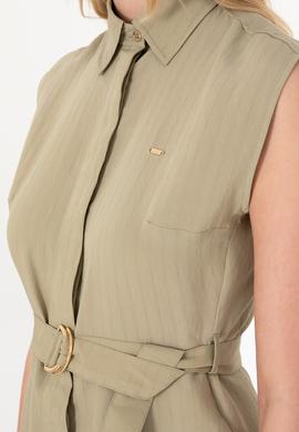 Kadın Açık Haki Midi Boy Dokuma Elbise - 50299167009